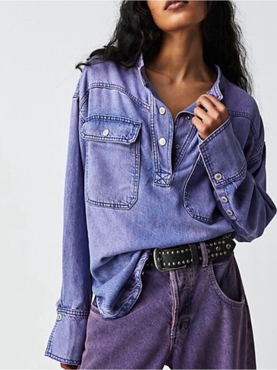 We The Free Tops - We The Free Lavender Purple Button Pullover Shirt